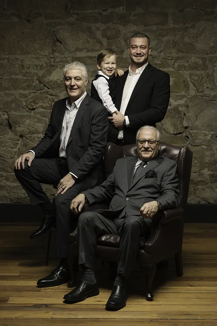 4 generational boys posing like godfather - family photographer
